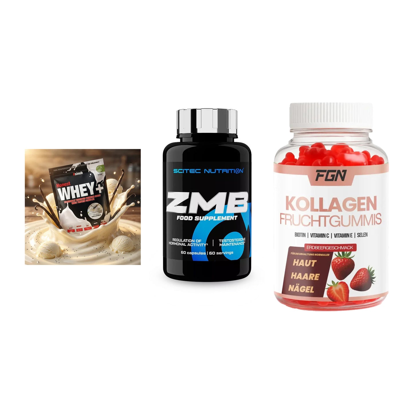 Regenerations-Set: Sinob Honest + Scitec ZMB + FGN Kollagen 60 – alle enthaltenen Artikel