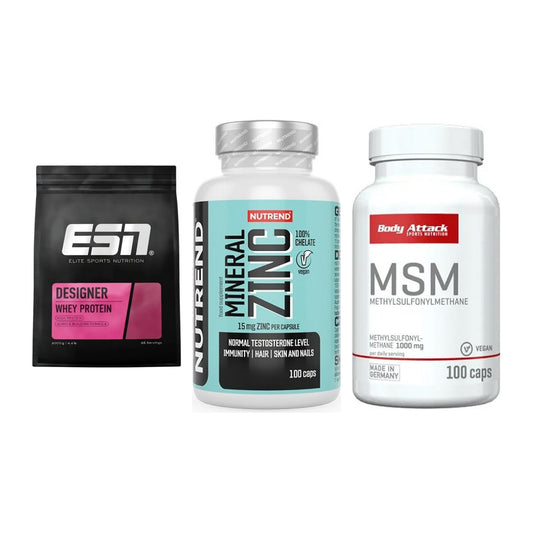 Regenerations-Set: ESN Designer + Nutrend Zinc + Body Attack MSM – alle enthaltenen Artikel