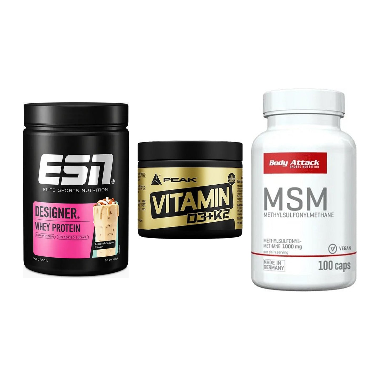 Regenerations-Set: ESN Designer + Peak Vitamin + Body Attack MSM – alle enthaltenen Artikel