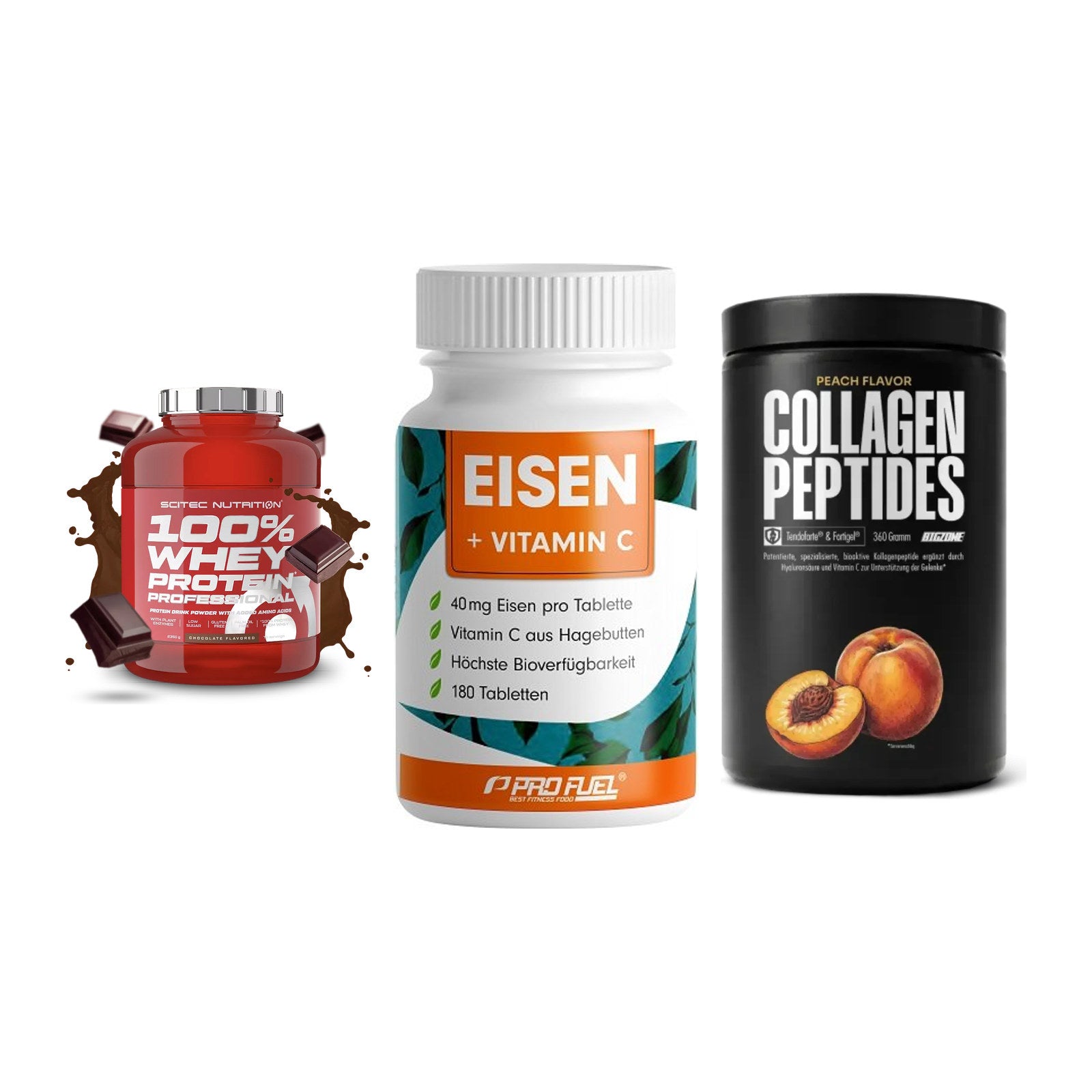 Regenerations-Set: Scitec 100% + ProFuel EISEN + Big Zone – alle enthaltenen Artikel