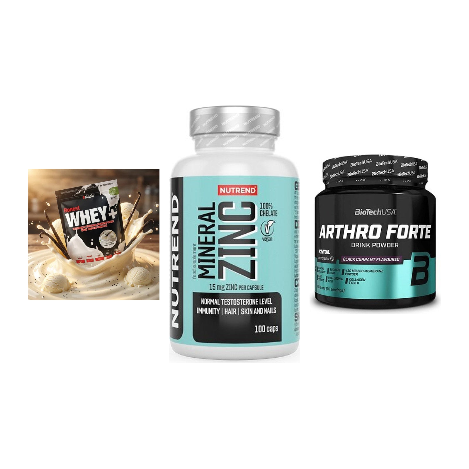 Regenerations-Set: Sinob Honest + Nutrend Zinc + BioTech Arthro – alle enthaltenen Artikel