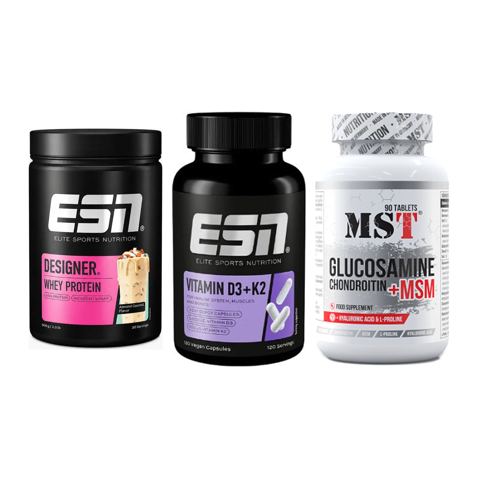 Regenerations-Set: ESN Designer + ESN Vitamin D3 + MST Glucosamine – alle enthaltenen Artikel