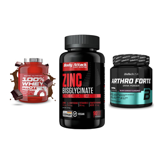 Regenerations-Set: Scitec 100% + Body Attack + BioTech Arthro – alle enthaltenen Artikel