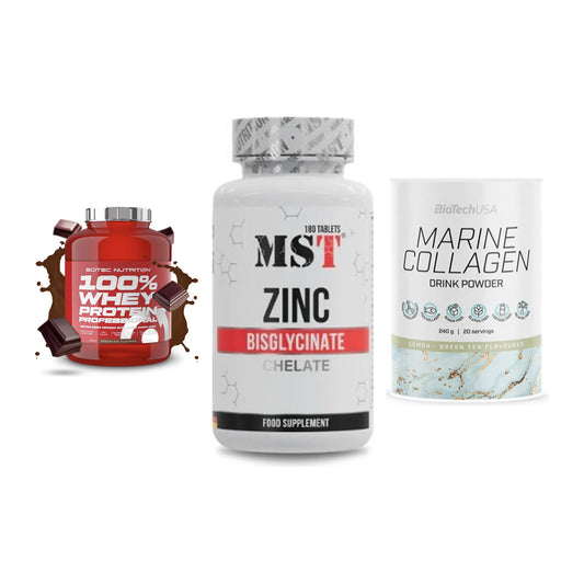 Regenerations-Set: Scitec 100% + MST Zinc + BioTech Marine – alle enthaltenen Artikel