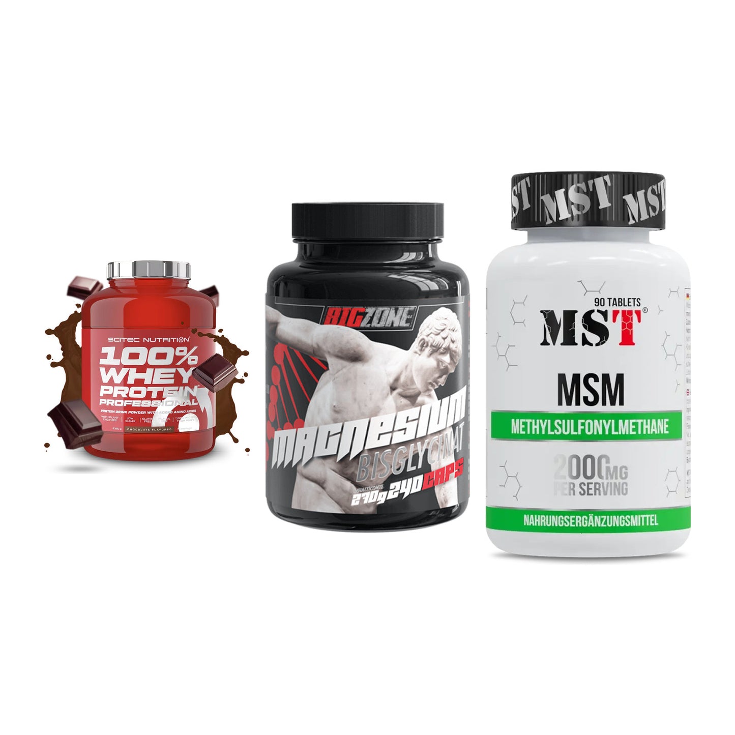Regenerations-Set: Scitec 100% + Big Zone + MST MSM 2000 / – alle enthaltenen Artikel