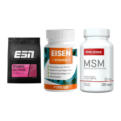 Regenerations-Set: ESN Designer + ProFuel EISEN + Body Attack MSM – alle enthaltenen Artikel
