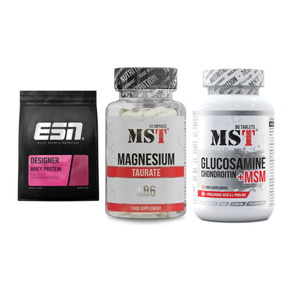 Regenerations-Set: ESN Designer + MST Magnesium + MST Glucosamine – alle enthaltenen Artikel