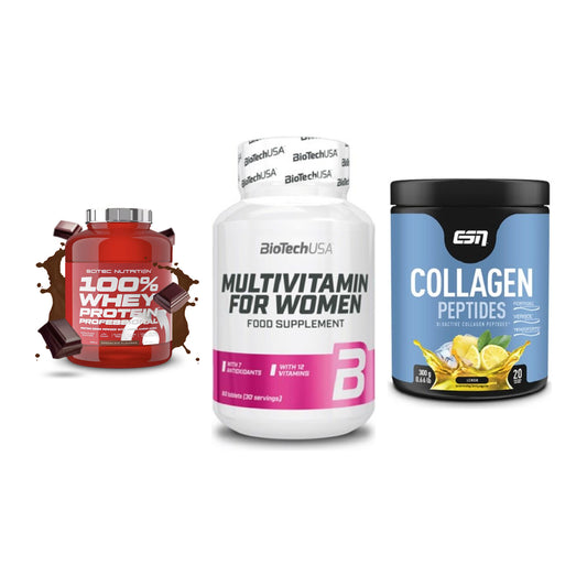 Regenerations-Set: Scitec 100% + BioTech Multivi + ESN Collagen – alle enthaltenen Artikel
