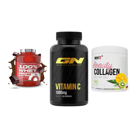 Regenerations-Set: Scitec 100% + GN Vitamin C + MST Beauty – alle enthaltenen Artikel