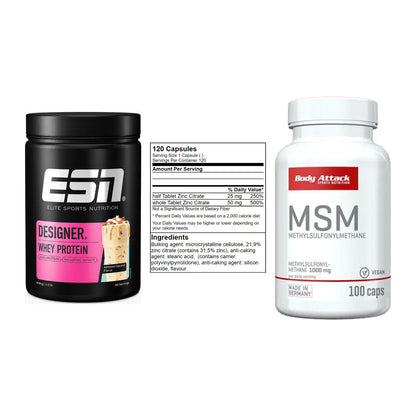 Regenerations-Set: ESN Designer + GN Zinc Citrate + Body Attack MSM – alle enthaltenen Artikel