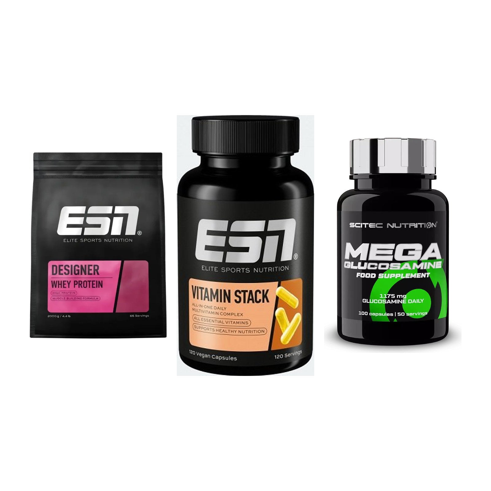 Regenerations-Set: ESN Designer + ESN Vitamin + Scitec Mega – alle enthaltenen Artikel