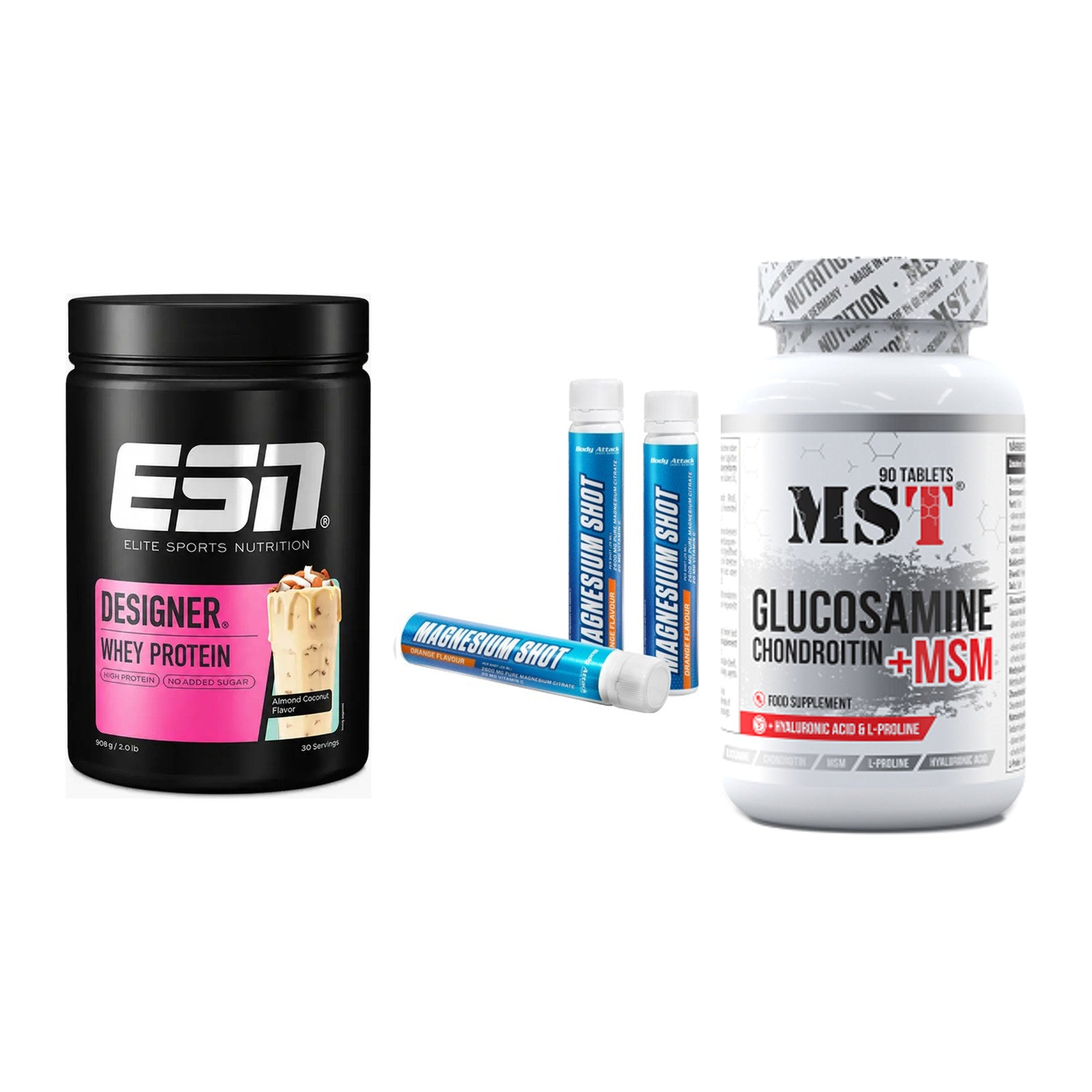 Regenerations-Set: ESN Designer + Body Attack + MST Glucosamine – alle enthaltenen Artikel