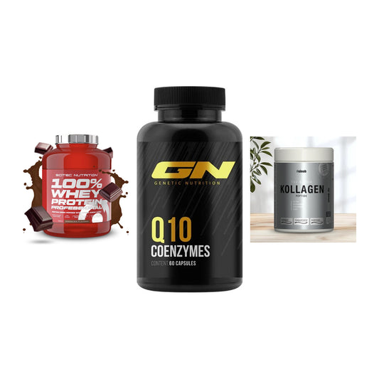 Regenerations-Set: Scitec 100% + GN Q10 Health + Sinob Kollagen – alle enthaltenen Artikel