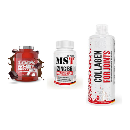 Regenerations-Set: Scitec 100% + MST Zinc + MST Collagen – alle enthaltenen Artikel
