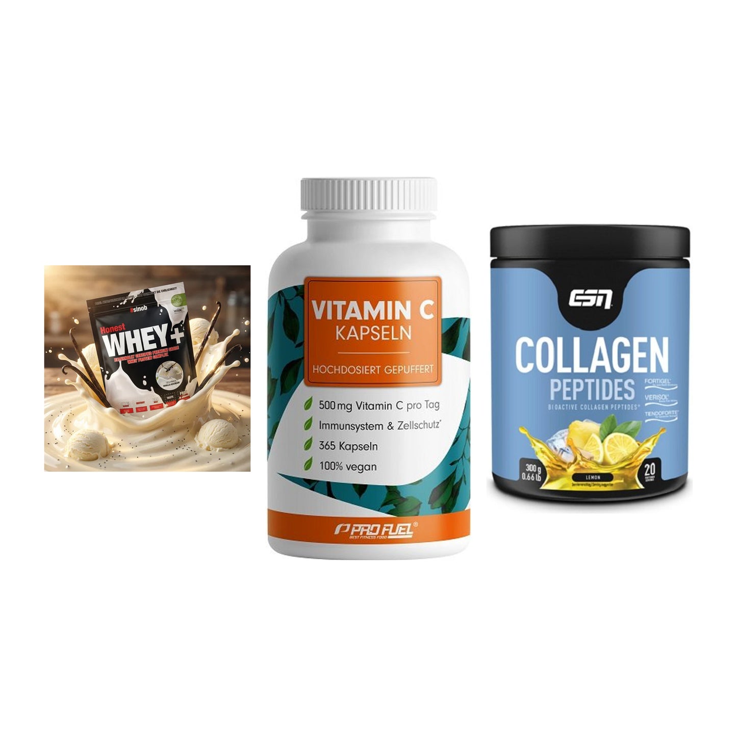 Regenerations-Set: Sinob Honest + ProFuel Vitamin + ESN Collagen – alle enthaltenen Artikel