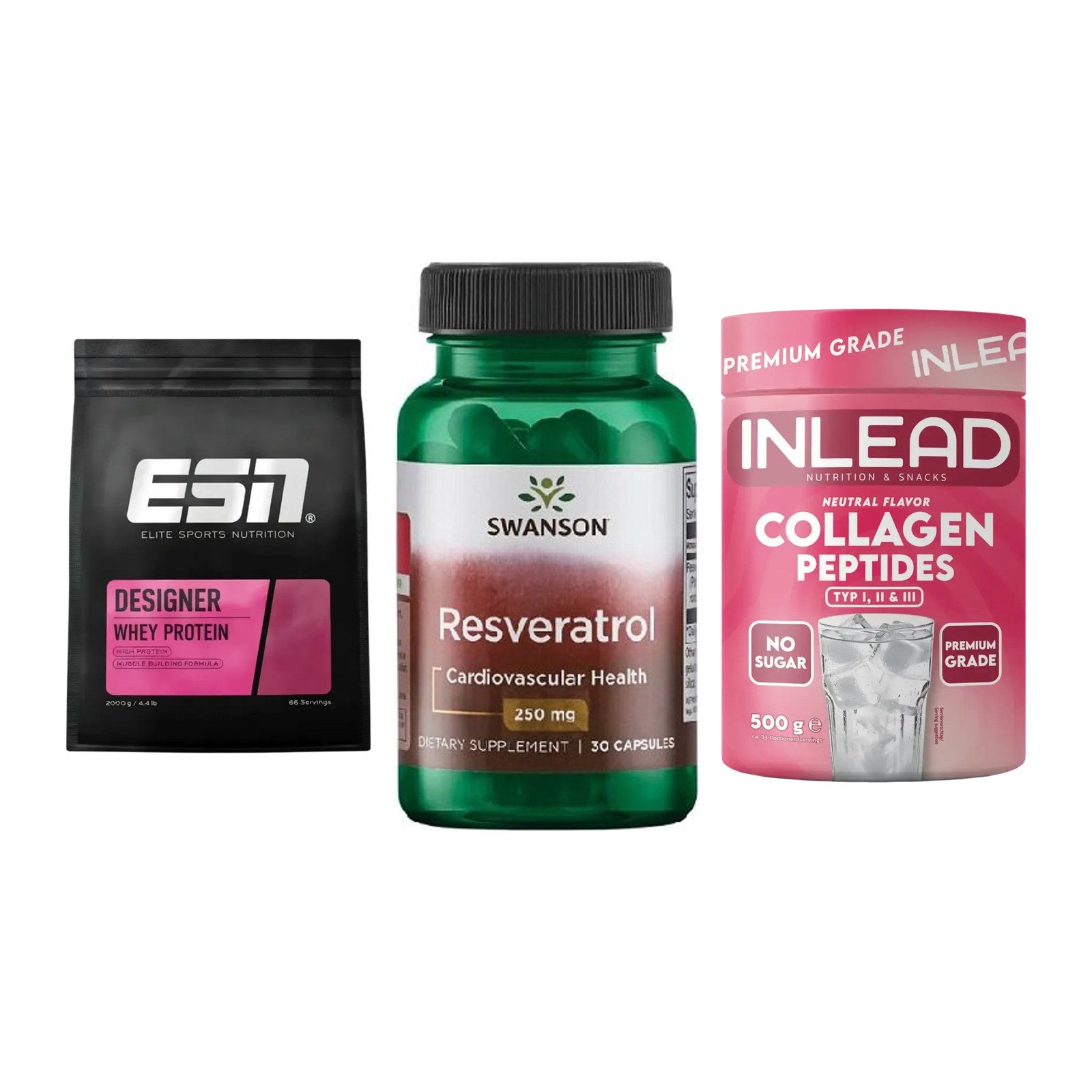 Regenerations-Set: ESN Designer + Swanson Resvera + INLEAD Collagen – alle enthaltenen Artikel