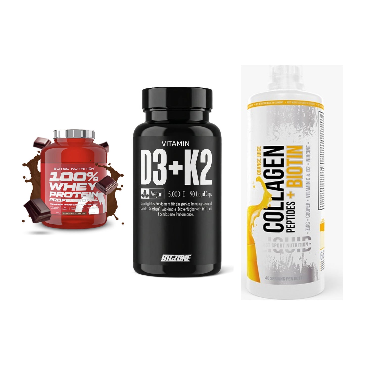 Regenerations-Set: Scitec 100% + Big Zone + MST Collagen – alle enthaltenen Artikel