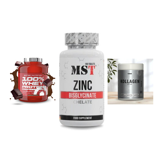Regenerations-Set: Scitec 100% + MST Zinc + Sinob Kollagen – alle enthaltenen Artikel
