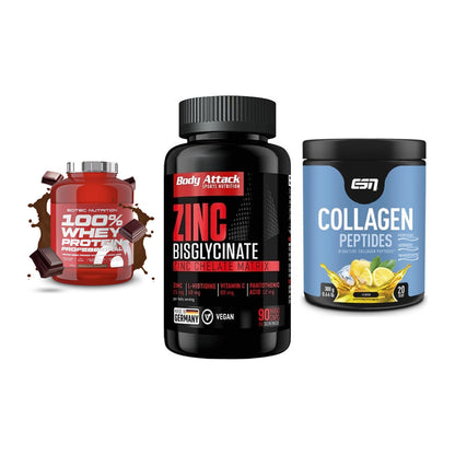 Regenerations-Set: Scitec 100% + Body Attack + ESN Collagen – alle enthaltenen Artikel