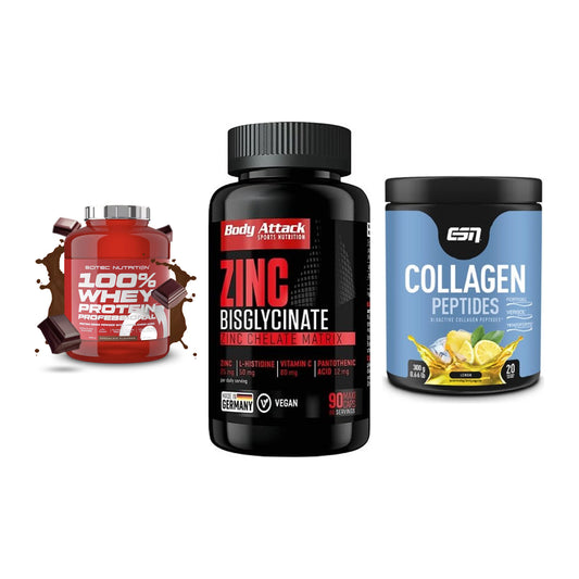 Regenerations-Set: Scitec 100% + Body Attack + ESN Collagen – alle enthaltenen Artikel