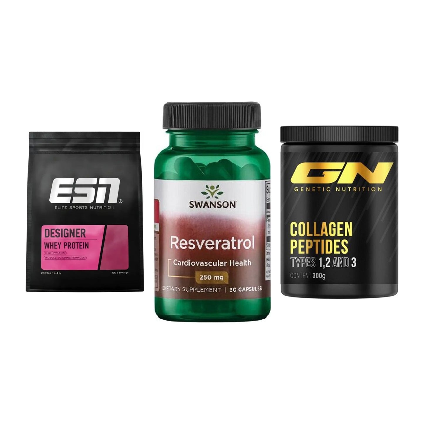 Regenerations-Set: ESN Designer + Swanson Resvera + GN Peptan – alle enthaltenen Artikel