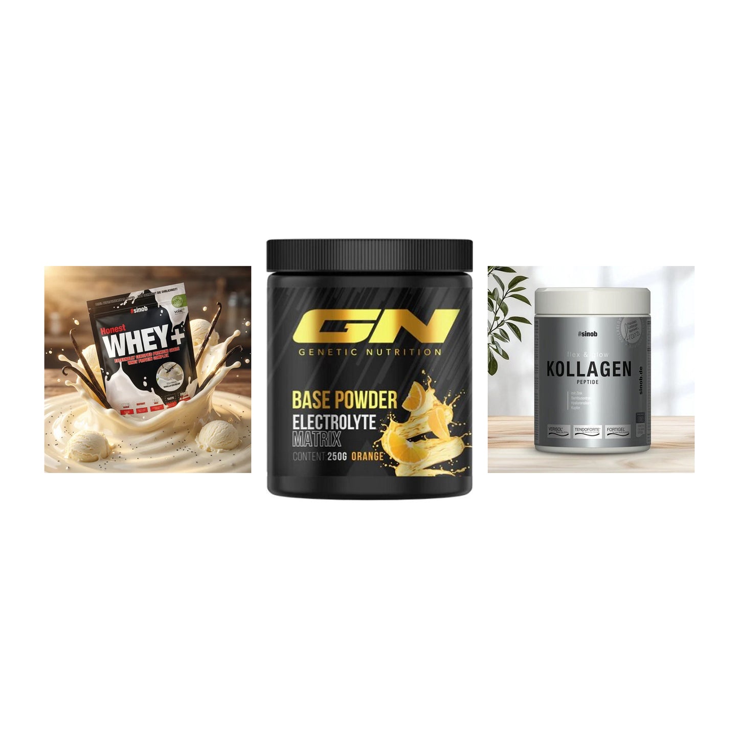 Regenerations-Set: Sinob Honest + GN Base Powder + Sinob Kollagen – alle enthaltenen Artikel