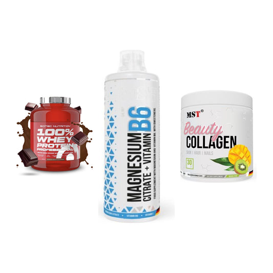 Regenerations-Set: Scitec 100% + MST Magnesium + MST Beauty – alle enthaltenen Artikel