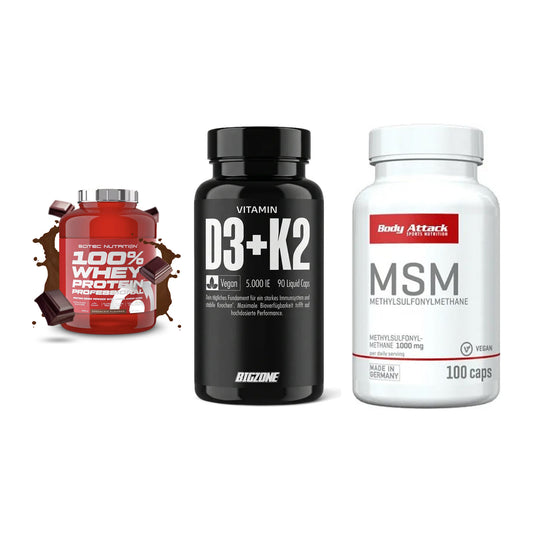 Regenerations-Set: Scitec 100% + Big Zone + Body Attack MSM – alle enthaltenen Artikel