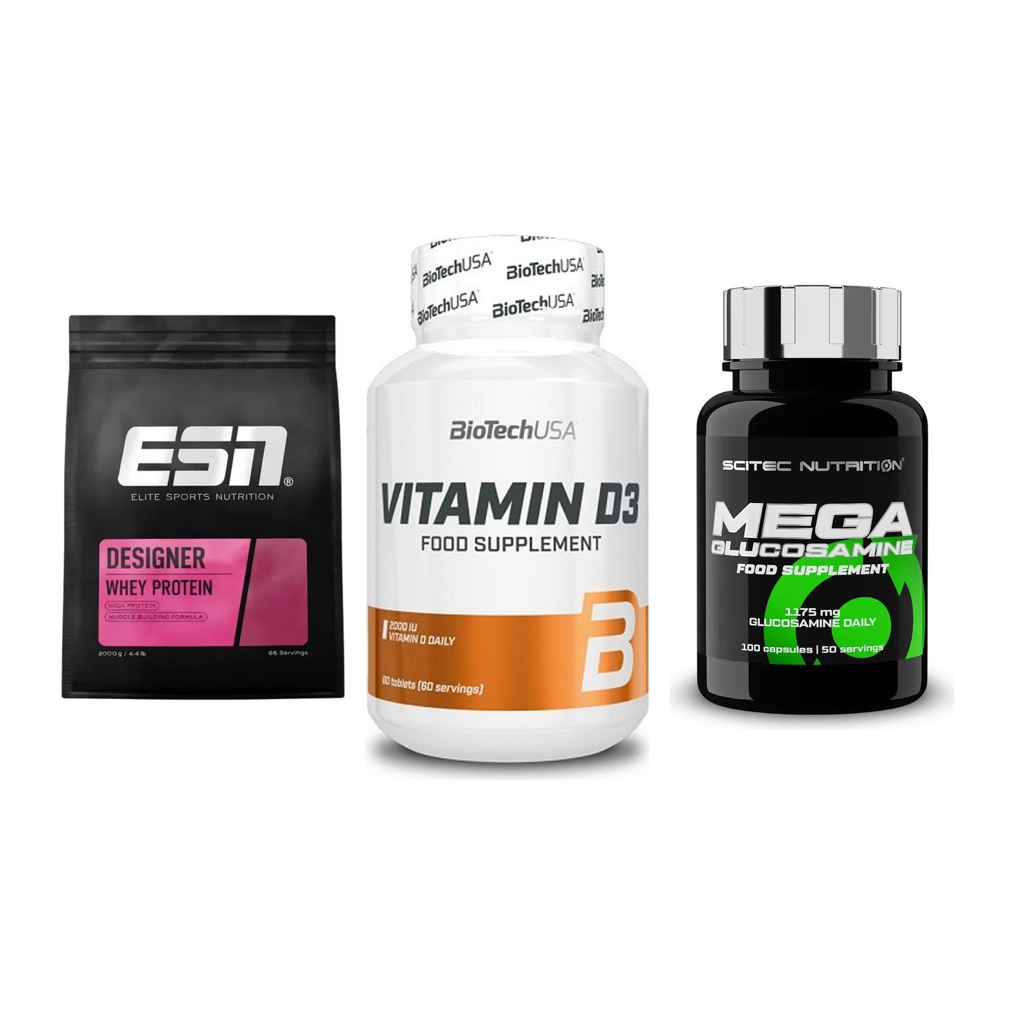 Regenerations-Set: ESN Designer + BioTech Vitamin + Scitec Mega – alle enthaltenen Artikel