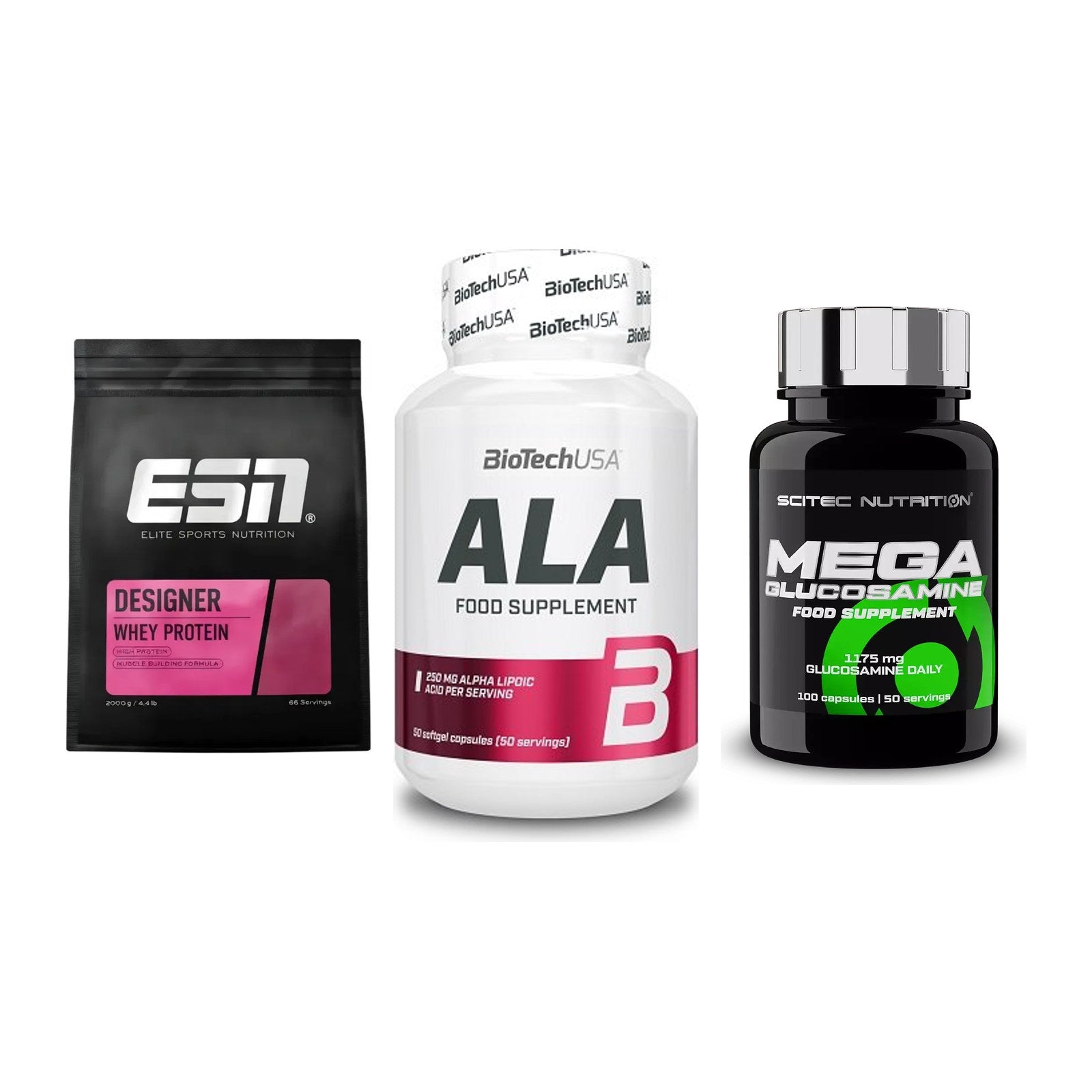 Regenerations-Set: ESN Designer + BioTech ALA + Scitec Mega – alle enthaltenen Artikel