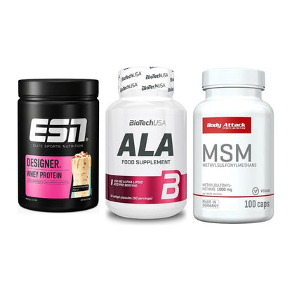 Regenerations-Set: ESN Designer + BioTech ALA + Body Attack MSM – alle enthaltenen Artikel