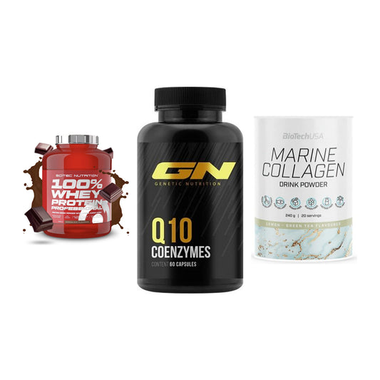 Regenerations-Set: Scitec 100% + GN Q10 Health + BioTech Marine – alle enthaltenen Artikel