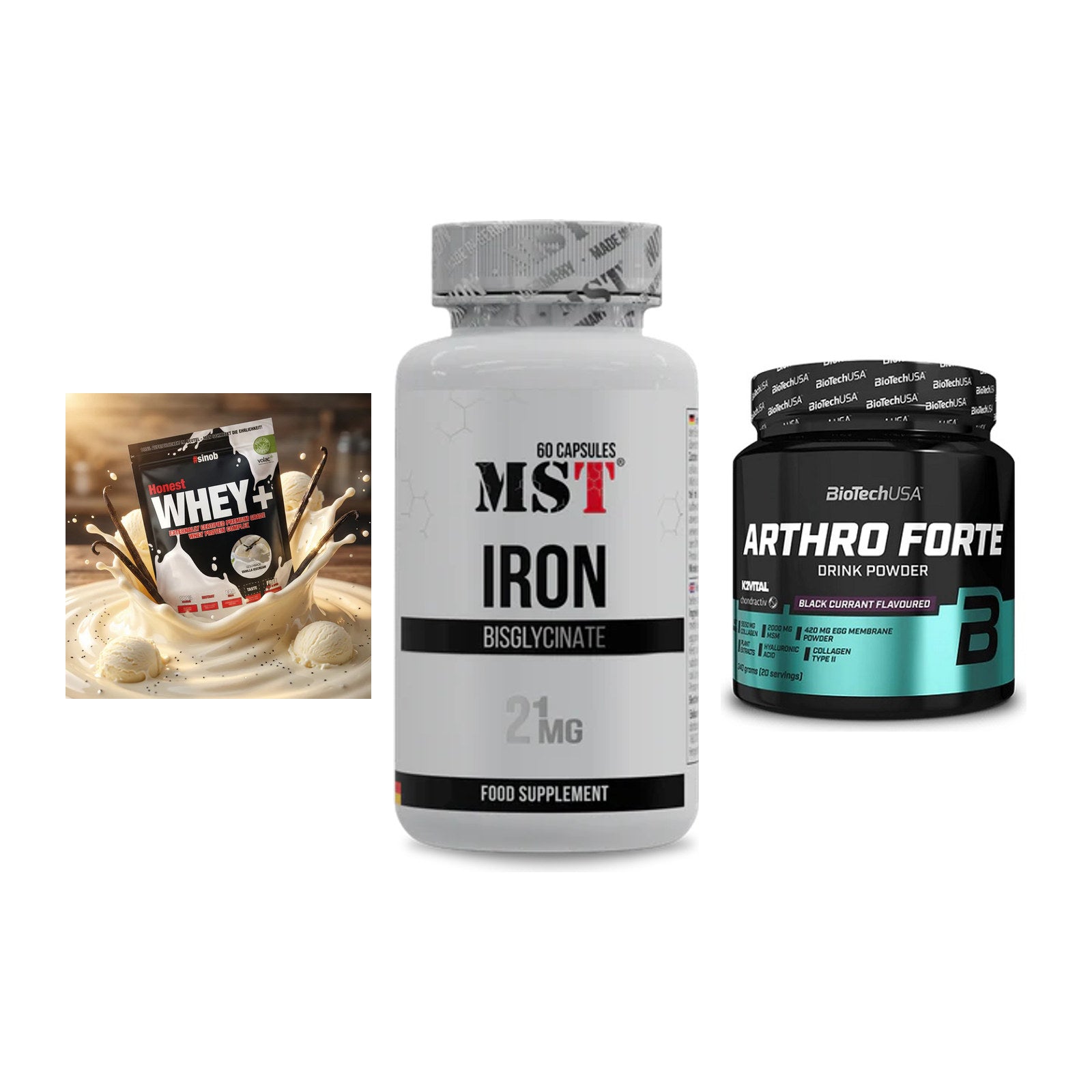Regenerations-Set: Sinob Honest + MST Iron + BioTech Arthro – alle enthaltenen Artikel