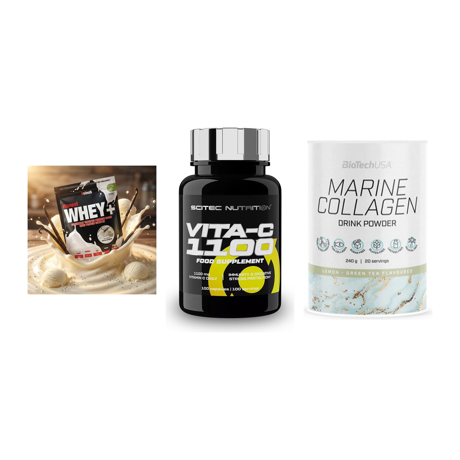 Regenerations-Set: Sinob Honest + Scitec Vitamin + BioTech Marine – alle enthaltenen Artikel