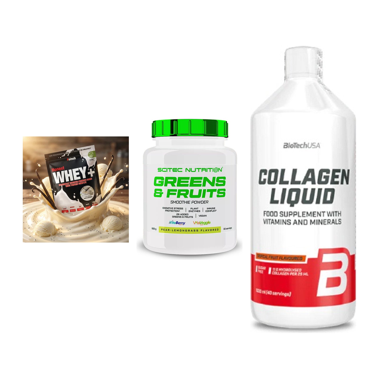 Regenerations-Set: Sinob Honest + Scitec Greens + BioTech Collage – alle enthaltenen Artikel