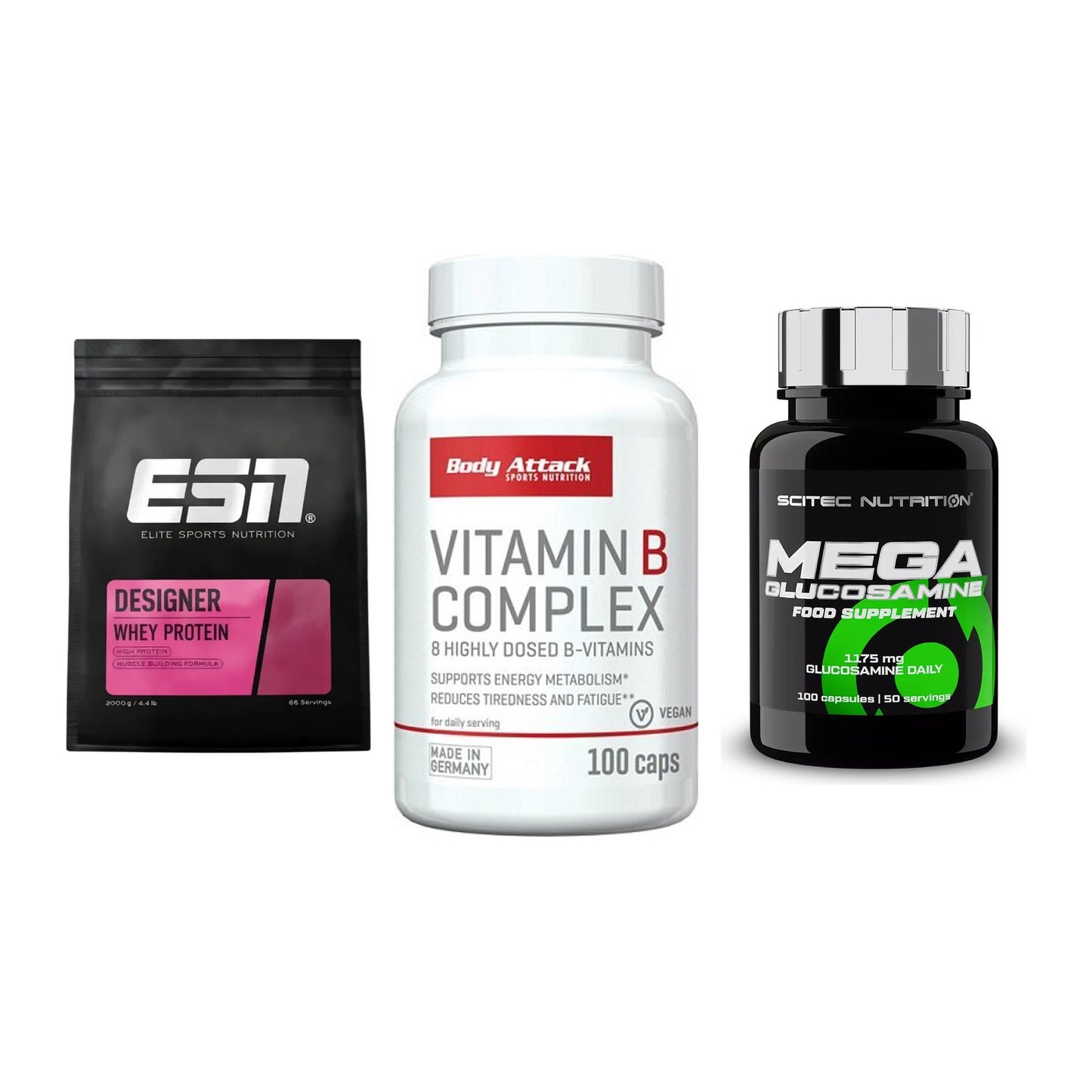 Regenerations-Set: ESN Designer + Body Attack + Scitec Mega – alle enthaltenen Artikel