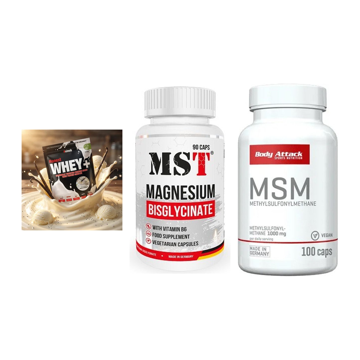 Regenerations-Set: Sinob Honest + MST Magnesium + Body Attack MSM – alle enthaltenen Artikel