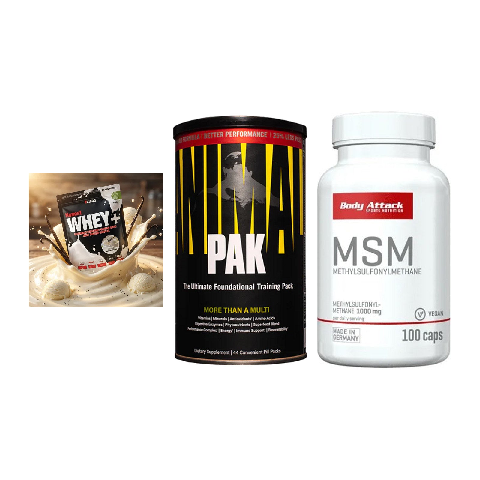 Regenerations-Set: Sinob Honest + Universal + Body Attack MSM – alle enthaltenen Artikel