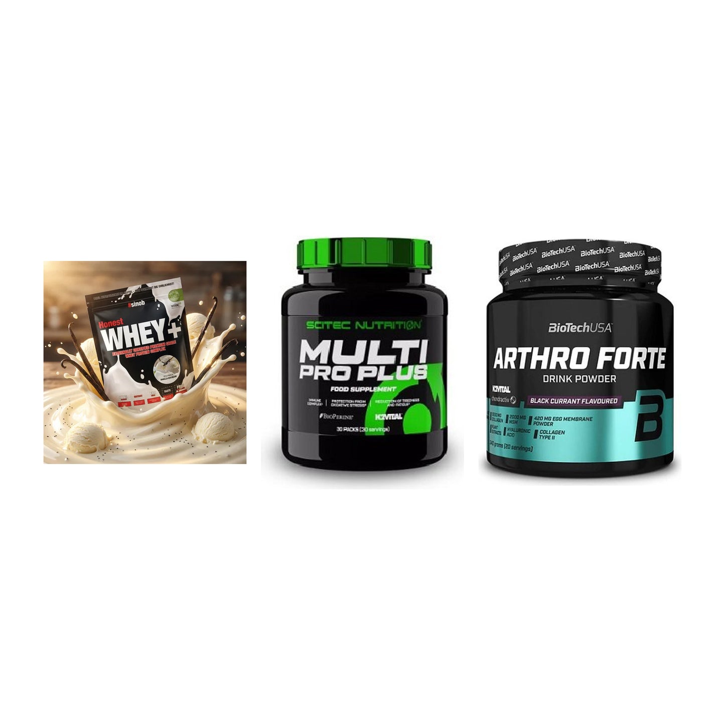 Regenerations-Set: Sinob Honest + Scitec Multi + BioTech Arthro – alle enthaltenen Artikel