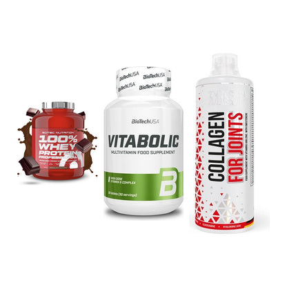 Regenerations-Set: Scitec 100% + BioTech Vitabol + MST Collagen – alle enthaltenen Artikel