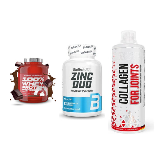 Regenerations-Set: Scitec 100% + BioTech Zinc + MST Collagen – alle enthaltenen Artikel