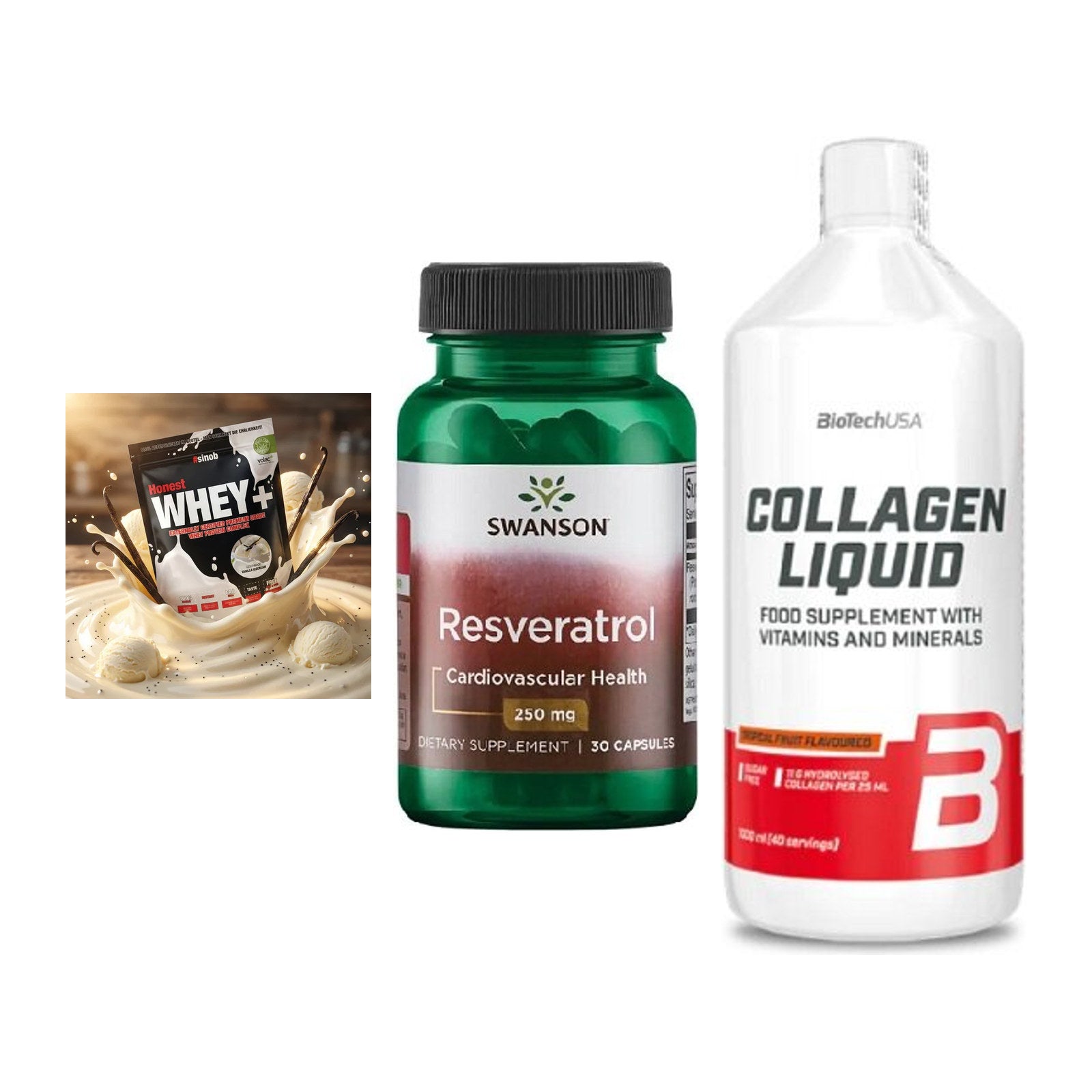 Regenerations-Set: Sinob Honest + Swanson Resvera + BioTech Collage – alle enthaltenen Artikel