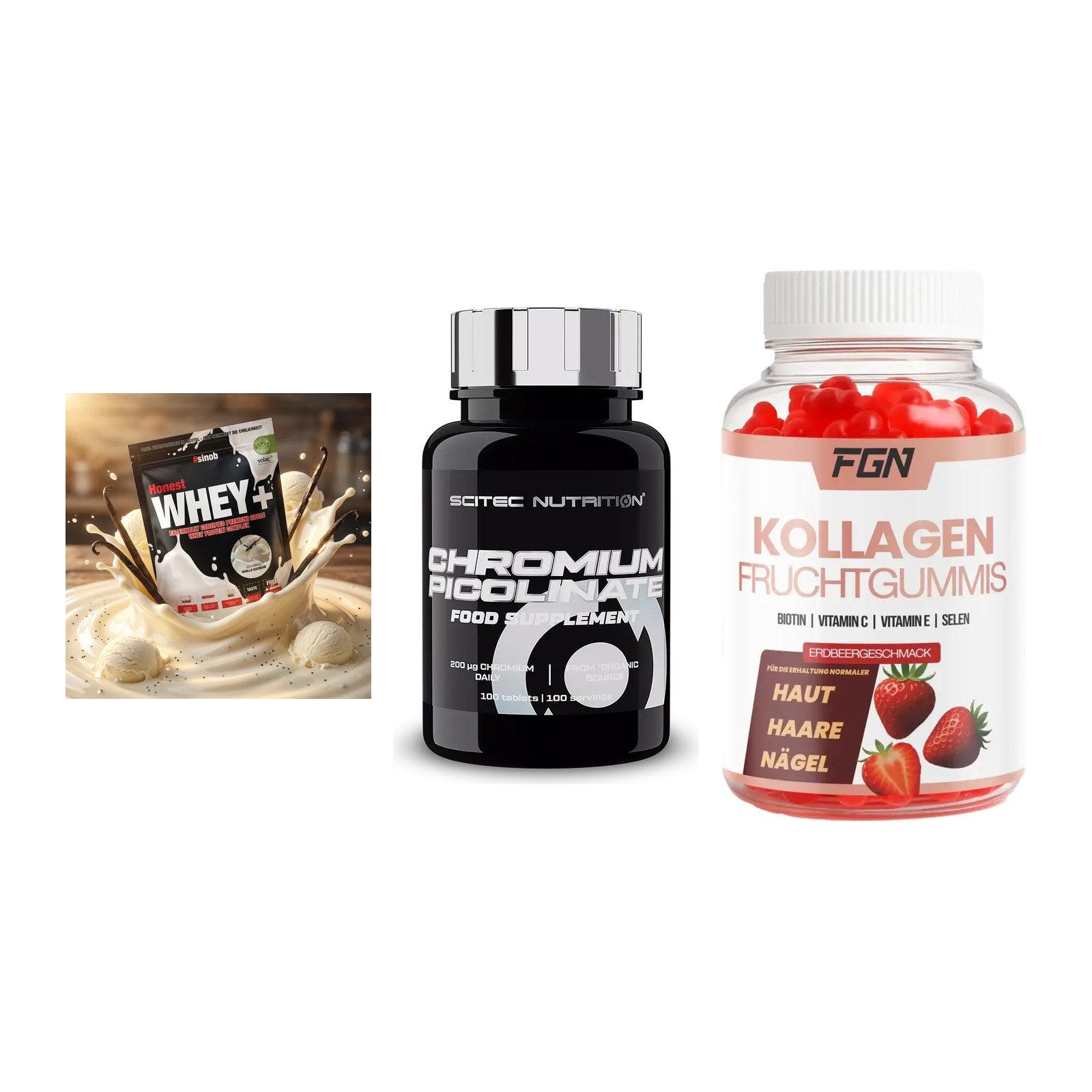 Regenerations-Set: Sinob Honest + Scitec Chromium + FGN Kollagen 60 – alle enthaltenen Artikel