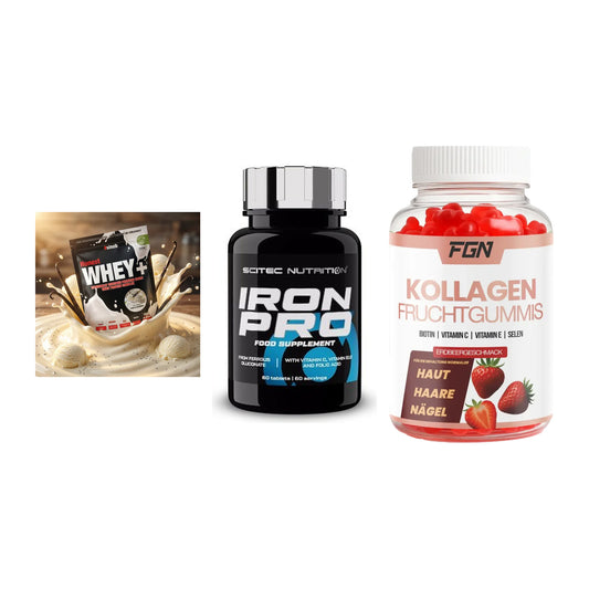 Regenerations-Set: Sinob Honest + Scitec Iron Pro + FGN Kollagen 60 – alle enthaltenen Artikel