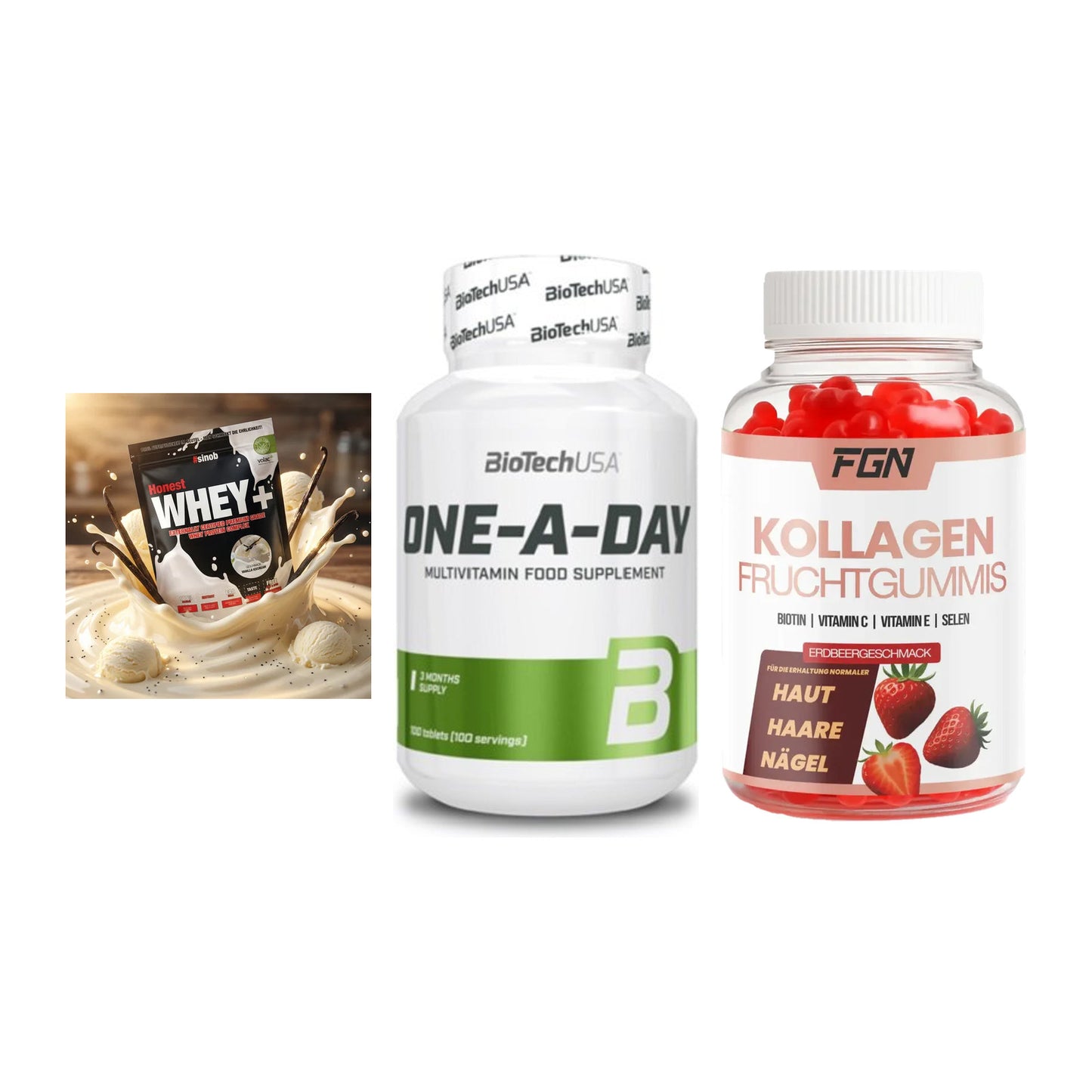 Regenerations-Set: Sinob Honest + BioTech One A + FGN Kollagen 60 – alle enthaltenen Artikel