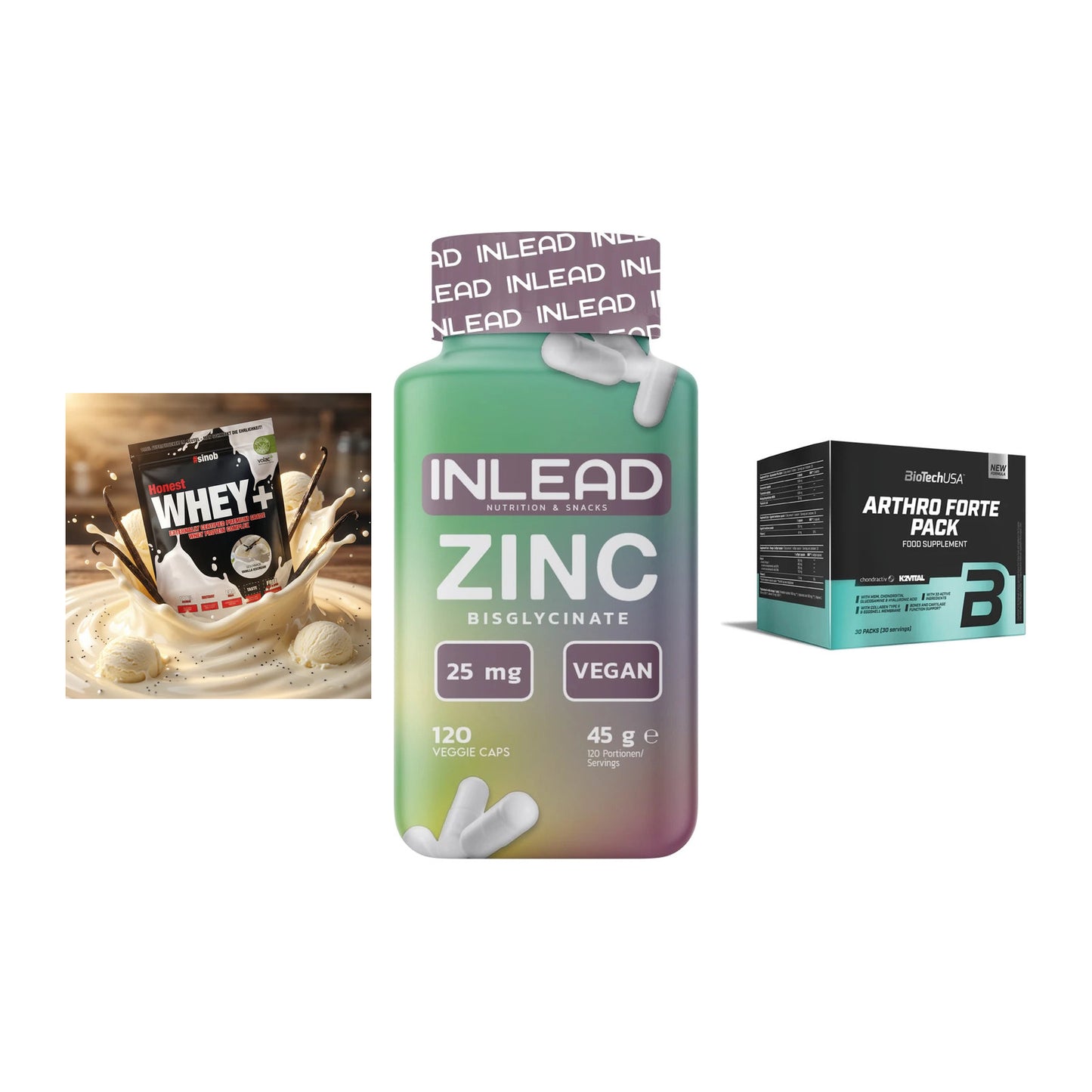 Regenerations-Set: Sinob Honest + INLEAD Zink + BioTech Arthro – alle enthaltenen Artikel