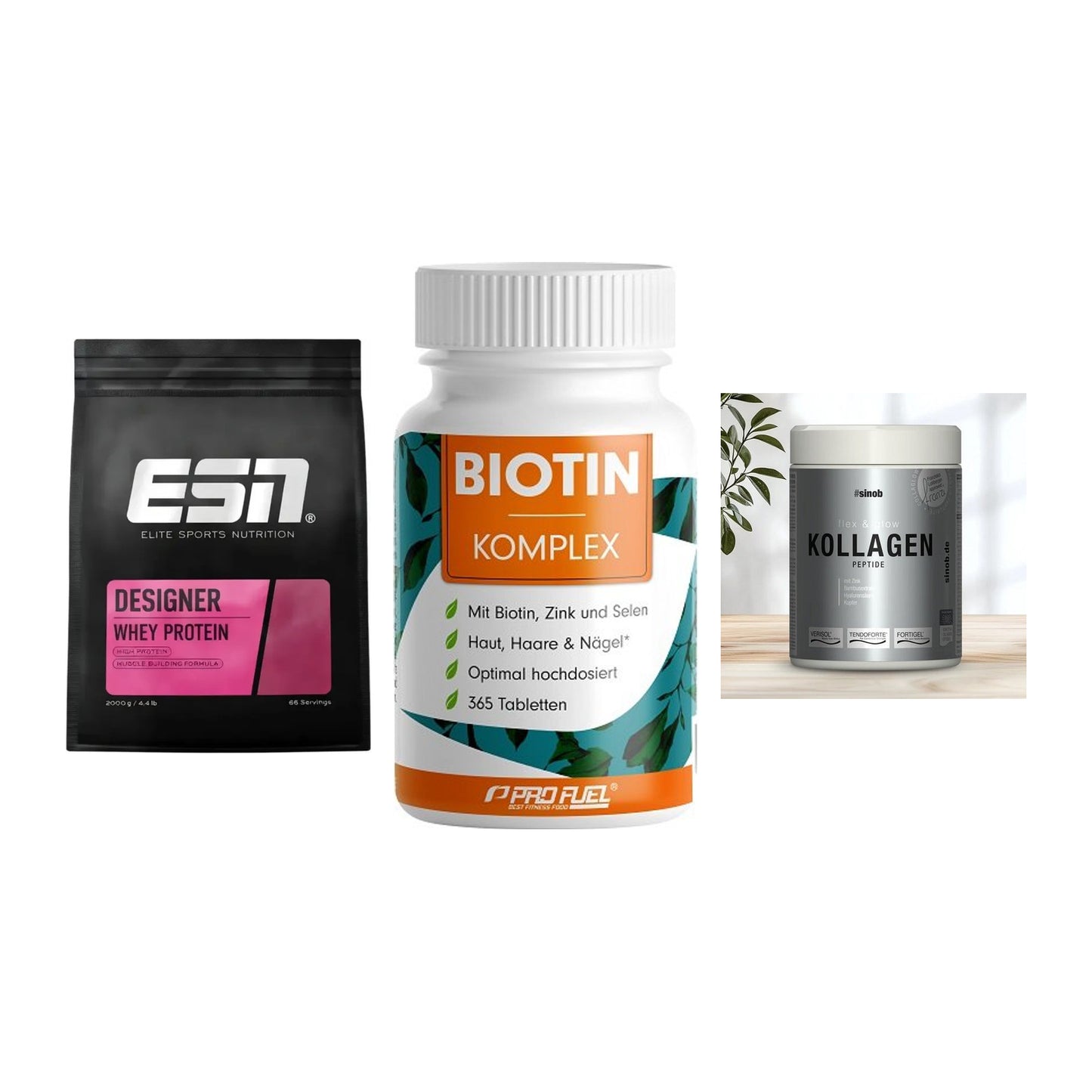 Regenerations-Set: ESN Designer + ProFuel BIOTIN + Sinob Kollagen – alle enthaltenen Artikel