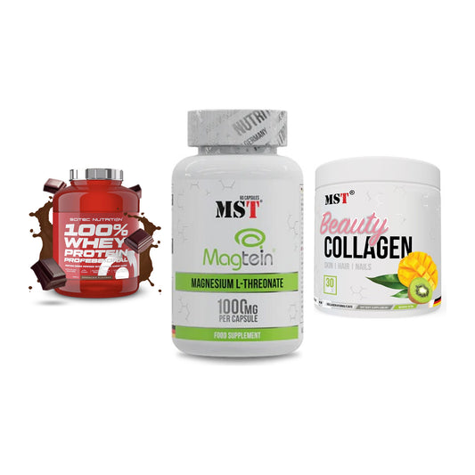 Regenerations-Set: Scitec 100% + MST Magnesium + MST Beauty – alle enthaltenen Artikel
