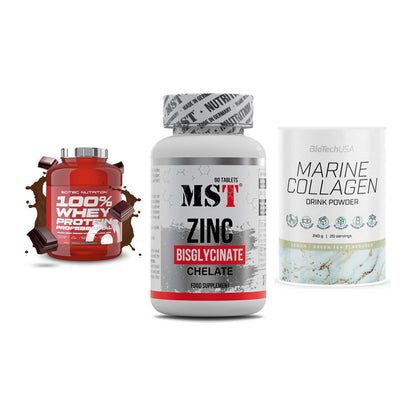 Regenerations-Set: Scitec 100% + MST Zinc + BioTech Marine – alle enthaltenen Artikel