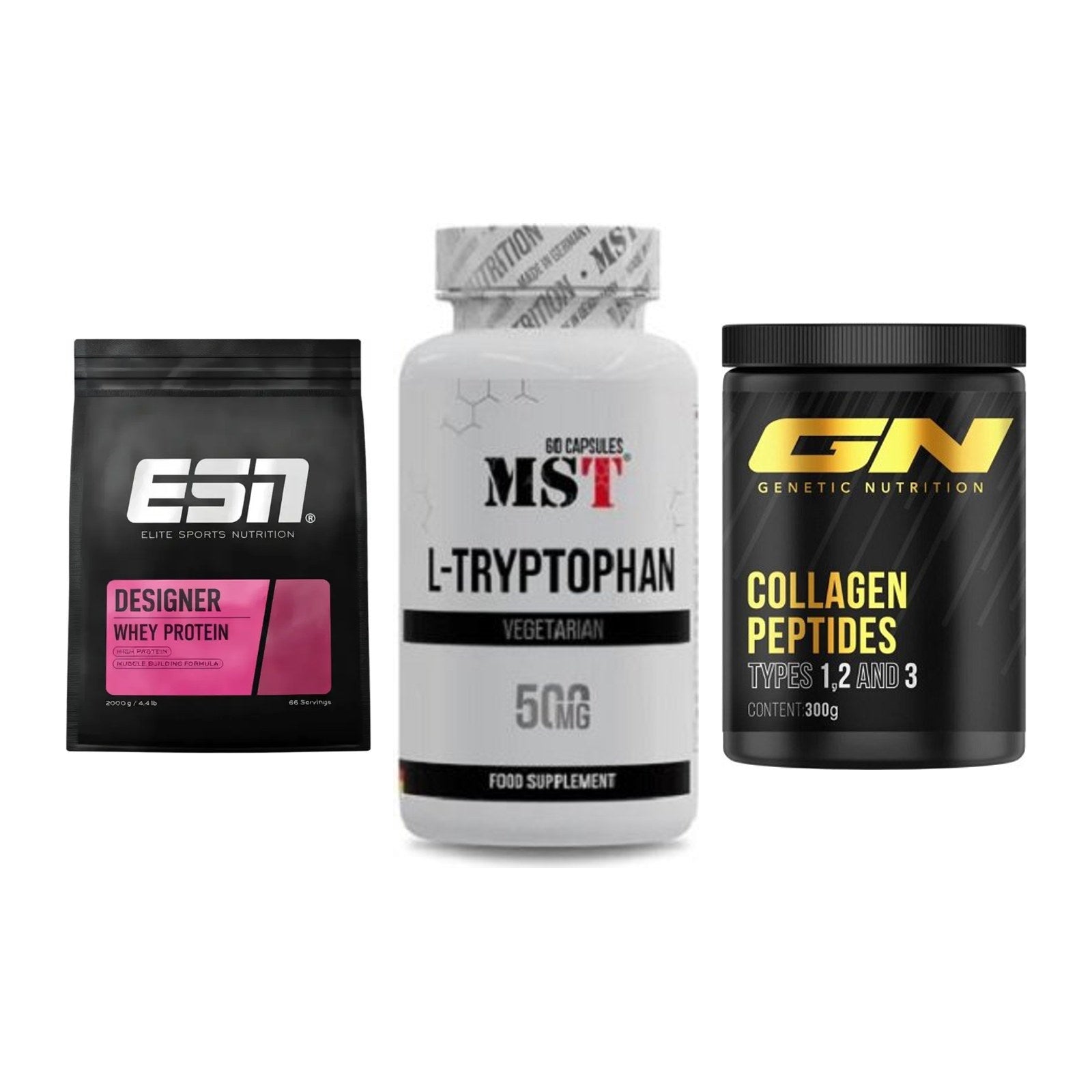Regenerations-Set: ESN Designer + MST Tryptophan + GN Peptan – alle enthaltenen Artikel